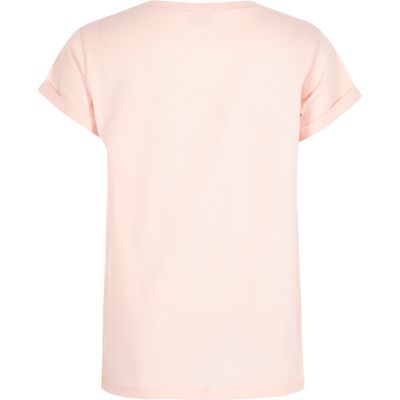 Girls pink flower badge NYC T-shirt